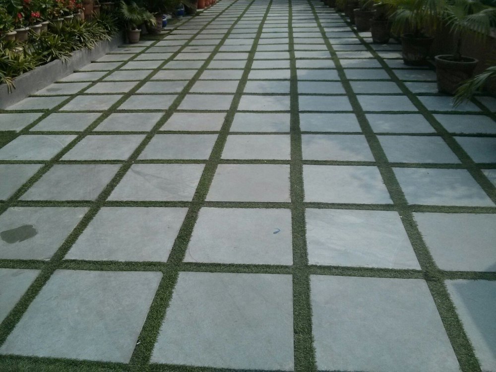 Blue Kota stone pathway installation